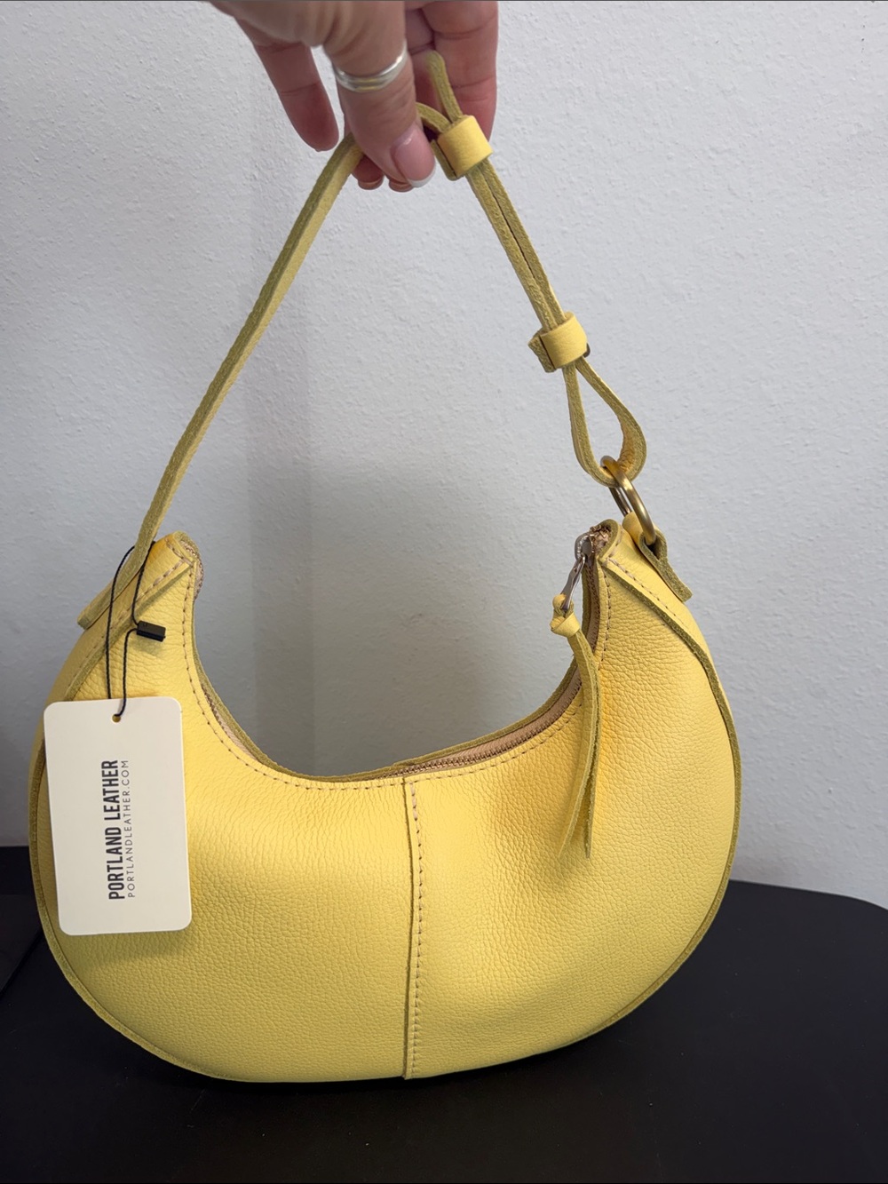 Portland Leather | “Butter Bliss” Large Nora Crescent Pebbled Shoulder Bag - Picture 10 of 12